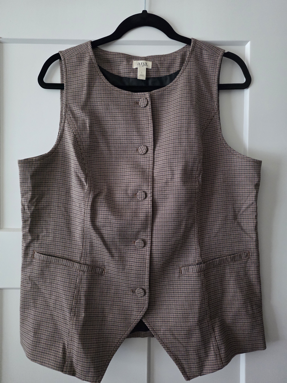 a.n.a Checked Button Front Vest - Brown/Black